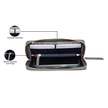 Tommy Hilfiger Bretha Women's Zip Around Wallet Black+grey