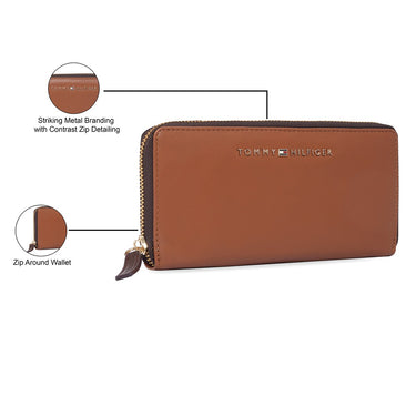 Tommy Hilfiger Bretha Women's Zip Around Wallet Tan+brown