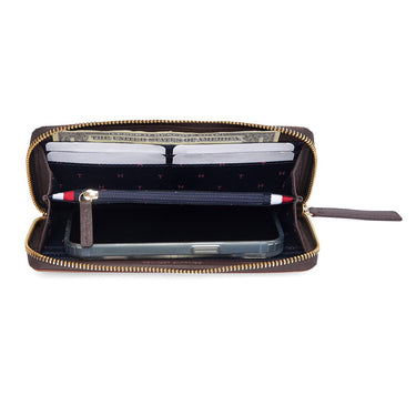 Tommy Hilfiger Bretha Women's Zip Around Wallet Tan+brown