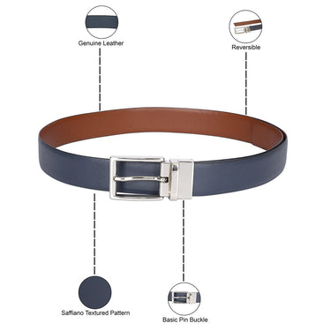 United Colors Of Benetton Lazio Men Reversible Belt Tan Navy