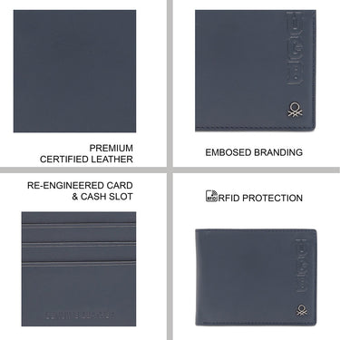 United Colors Of Benetton Wetherell Men's Passcase Wallet Navy