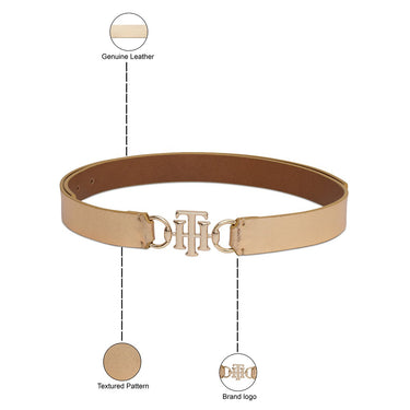 Tommy Hilfiger Yuki Womens Non Reversible Belt Metallic Gold