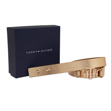 Tommy Hilfiger Yuki Womens Non Reversible Belt Metallic Gold