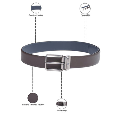 Tommy Hilfiger Stowe Men's Reversible Belt Brown Navy