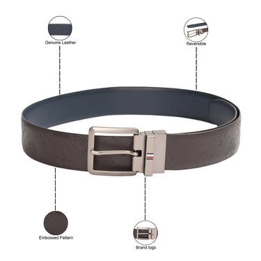 Tommy Hilfiger Jekyll Mens Reversible Belt Brown Navy
