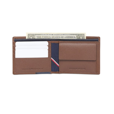 Tommy Hilfiger Venachar Mens Global Coin Wallet Tan Navy