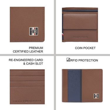 Tommy Hilfiger Venachar Mens Global Coin Wallet Tan Navy