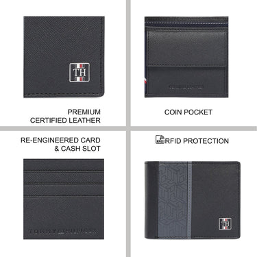 Tommy Hilfiger Venachar Mens Global Coin Wallet Black Grey