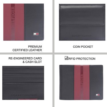 Tommy Hilfiger Alimos Men'S Global Coin Wallet Black+Wine