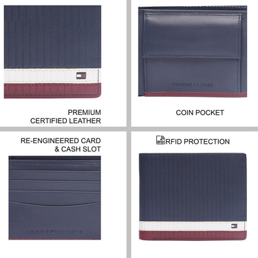 Tommy Hilfiger Samos Men'S Multicard Coin Wallet Navy+White