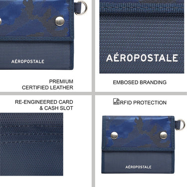 Aeropostale Lakeland Men's Trifold Wallet Navy