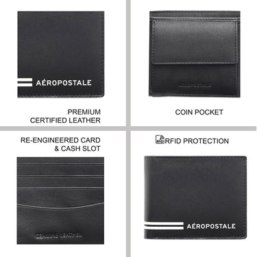 Aeropostale Sacramento Men's Global Coin Wallet Black