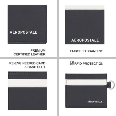 Aeropostale Oxnard Mens Card Holder Black Ivory