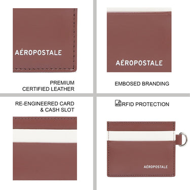 Aeropostale Oxnard Mens Card Holder Tan Black