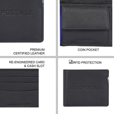 Aeropostale Rialto Men Global Coin Wallet Black