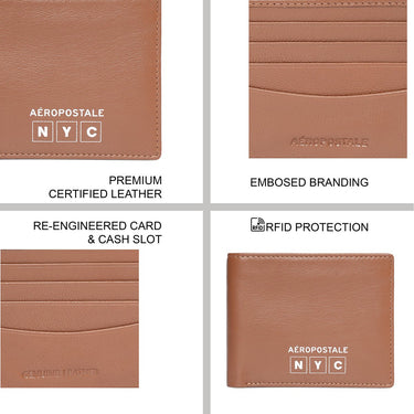 Aeropostale Carlsbad Mens Slimfold Wallet Tan
