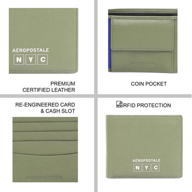 Aeropostale Carlsbad Men's Global Coin Wallet Olive