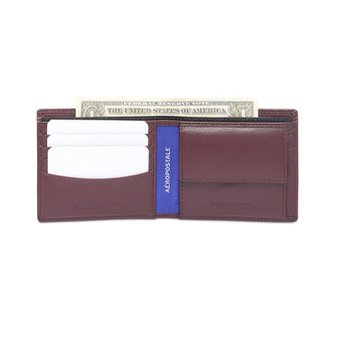 Aeropostale Indio Mens Global Coin Wallet Wine