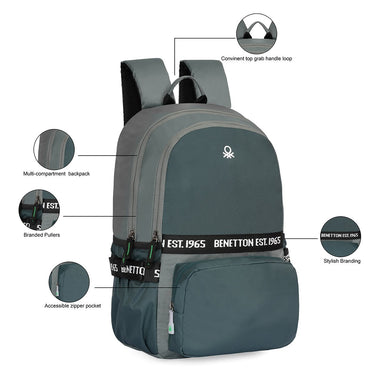 United Colors Of Benetton Torque Laptop Backpack Frosty Green Deep Sea Green