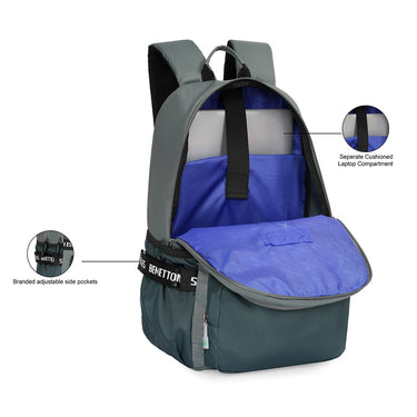 United Colors Of Benetton Torque Laptop Backpack Frosty Green Deep Sea Green