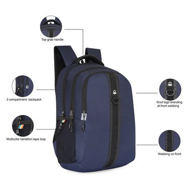 United Colors Of Benetton Thunderbolt Laptop Backpack Navy