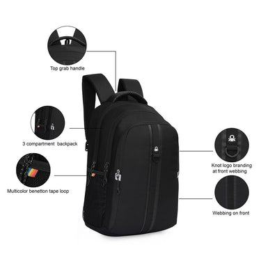 United Colors Of Benetton Thunderbolt Laptop Backpack Black