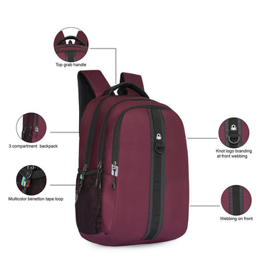 United Colors Of Benetton Thunderbolt Laptop Backpack Wine