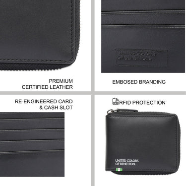 United Colors Of Benetton Polna Mens Zip Around Wallet Black