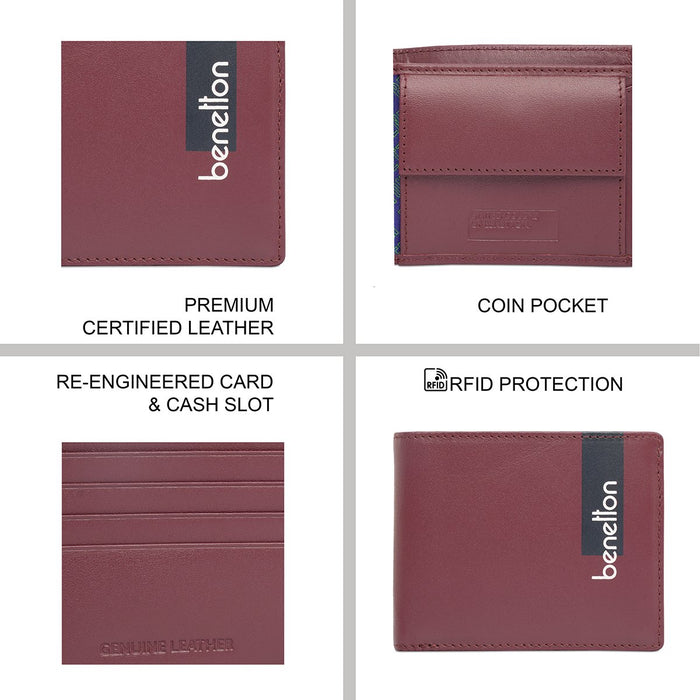 United Colors Of Benetton Benzo Men S Global Coin Wallet Wine