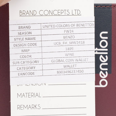 United Colors Of Benetton Benzo Men S Global Coin Wallet Wine