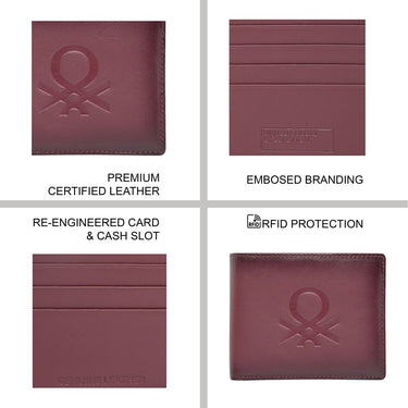 United Colors Of Benetton Chane Men S Passcase Wallet Wine