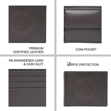 United Colors Of Benetton Izak Mens Global Coin Wallet Brown