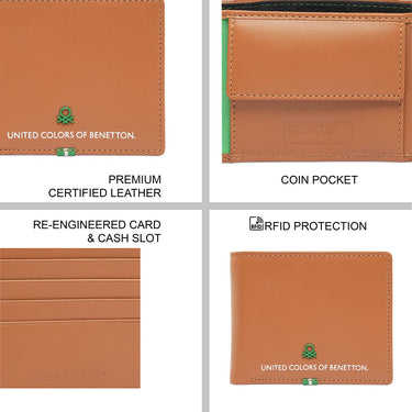 United Colors of Benetton Eadie Men's Global Coin Wallet Tan