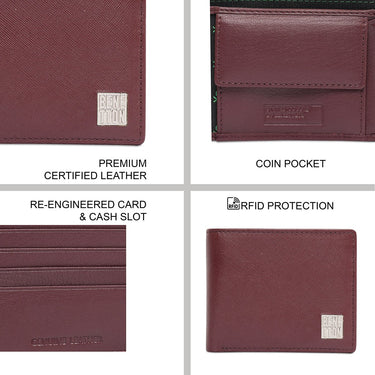 United Colors Of Benetton Shetland Mens Global Coin Wallet Wine