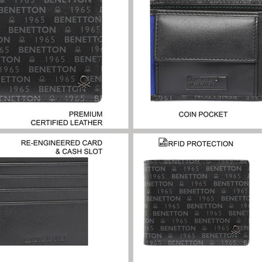 United Colors Of Benetton Berkner Mens Global Coin Wallet Black