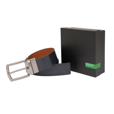 United Colors of Benetton Ales Men's Reversible Belt Navy and Tan