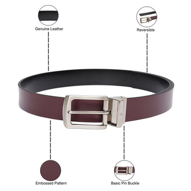 United Colors Of Benetton Benes Mens Reversible Belt Wine Black