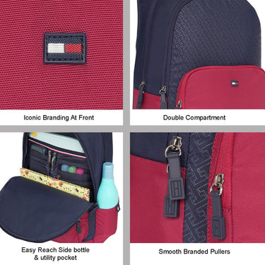 Tommy Hilfiger Sanford Non Laptop Backpack Navy Burgundy