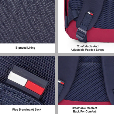 Tommy Hilfiger Sanford Non Laptop Backpack Navy Burgundy