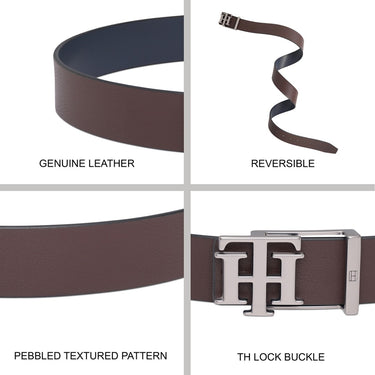 Tommy Hilfiger Newbury Men's Reversible Belt Brown & Navy