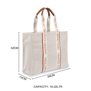 United Colors Of Benetton Giada Women S Tote Off White & Tan