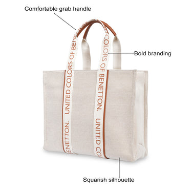 United Colors Of Benetton Giada Women S Tote Off White & Tan