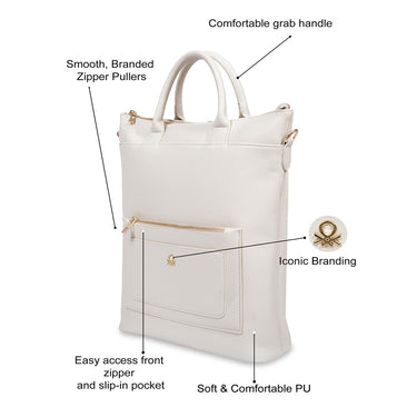 United Colors Of Benetton Roberta Women S Tote Backpack Ivory