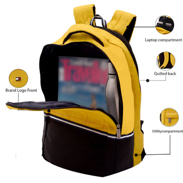 Tommy Hilfiger Atlas Unisex Polyester 15 Inch Laptop Backpack yellow