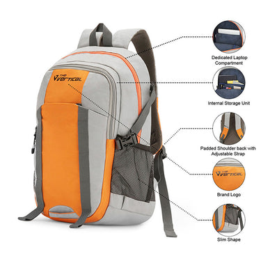The Vertical Voyage Unisex Slim Polyester Water Resistant Backpack Gray