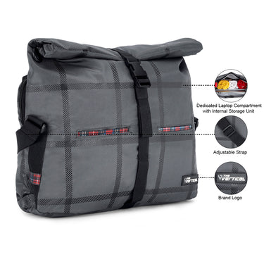 The Vertical Chequered Sling Business Case Grey 10 Inch