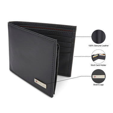 Tommy Hilfiger Ottawa Mens Leather Passcase Wallet Black