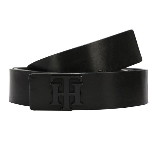 Tommy Hilfiger Herveys Mens Classic Solid Leather Belt-Black