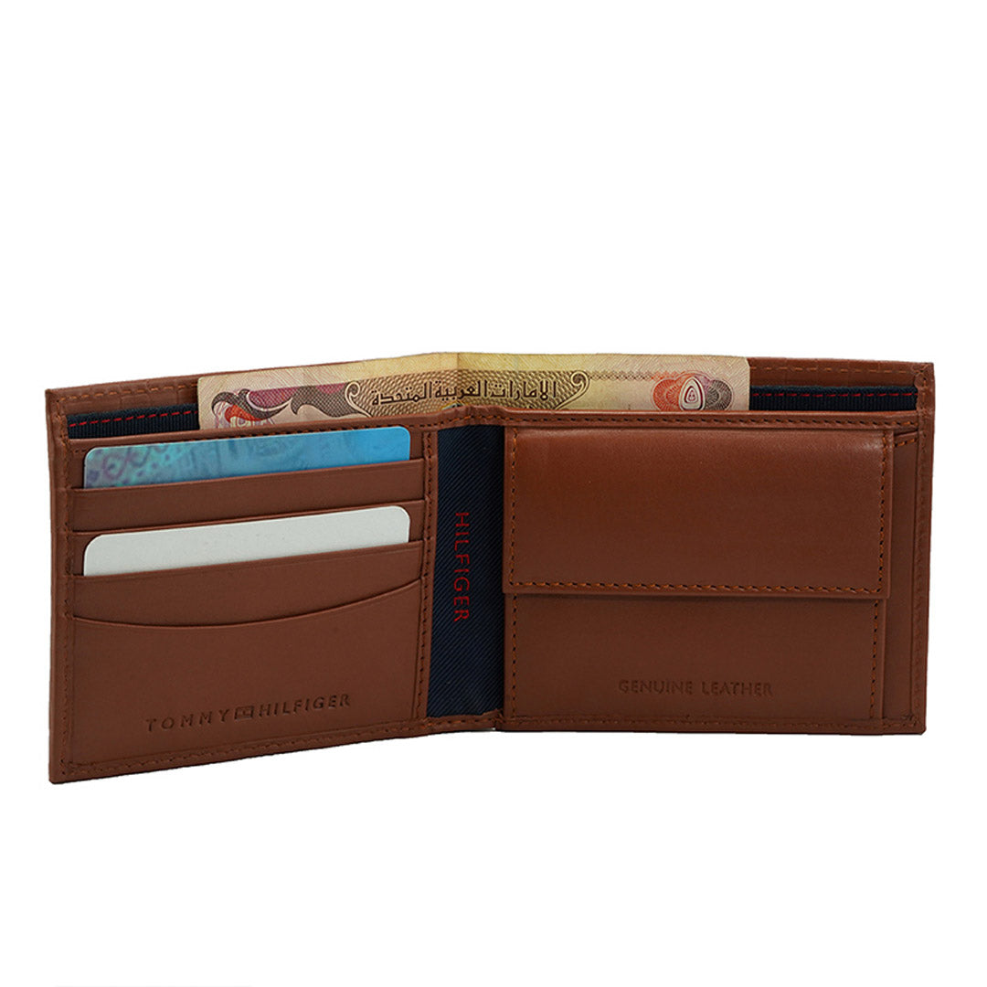 Tommy Hilfiger Castell Men Leather Global Coin Wallet Tan