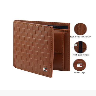 Tommy Hilfiger Castell Men Leather Global Coin Wallet Tan
